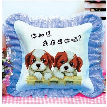 Cross stitch gối mới giá cả phải chăng chính xác in ấn couple hai puppy đệm phòng khách phim hoạt hình anime