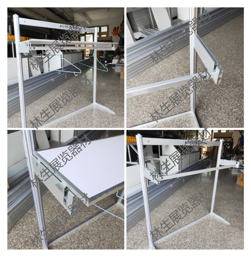 Exhibition exhibitor clothing display rack eight prism display rack bracket slotted bracket flat aluminum square tube card bracket hook bracket