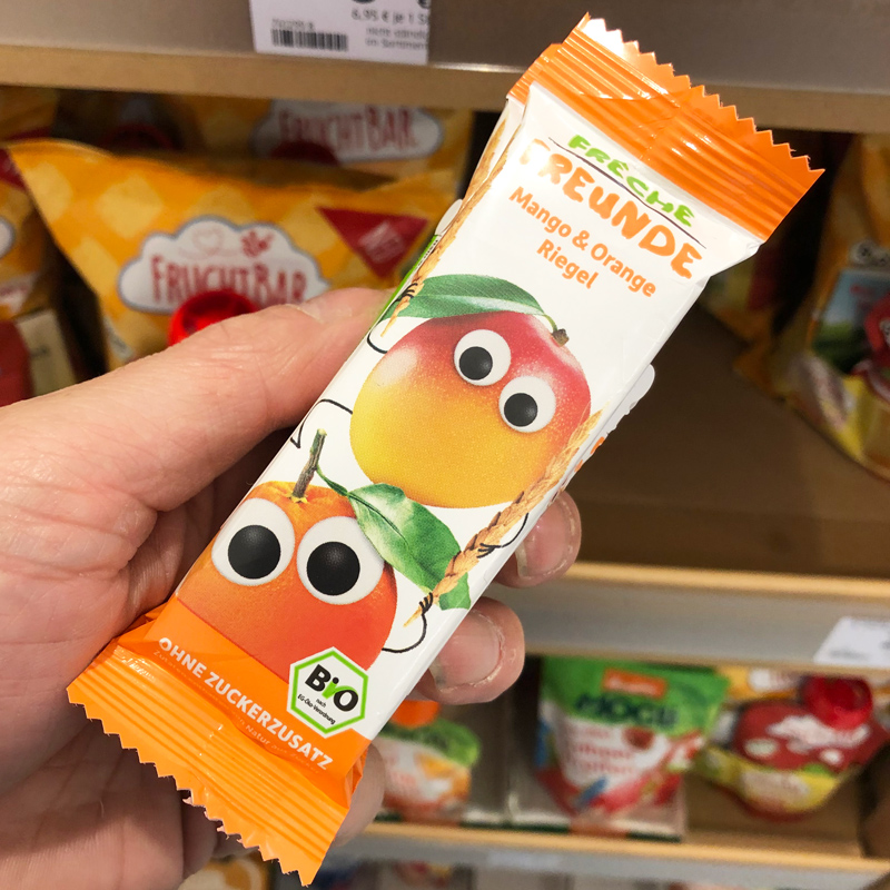 German Straight Mail Eddie Bear Organic Vanilla Mango Plum Fruit Meat Bar 1 Year Old Children No Added Sugar Snacks 4 * 23g
