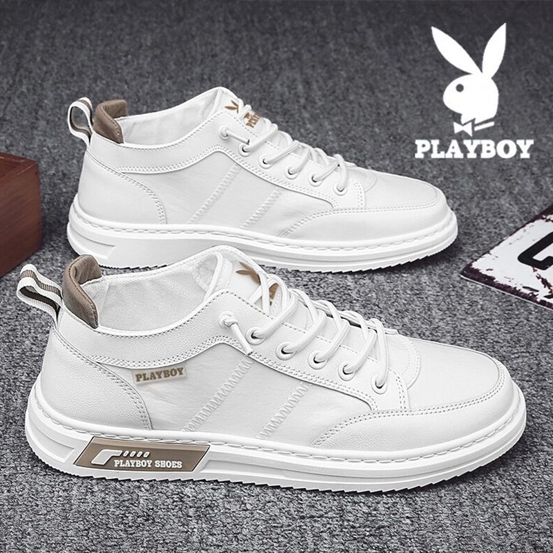 Playboy men's shoes 2021 new tide summer sports small white board shoes men's leather soft bottom casual shoes