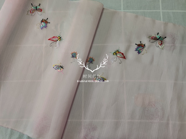 Su embroidery piece hand embroidered silk embroidery fabric qipao Hanfu lining Chinese design 2.6 meters butterfly figure