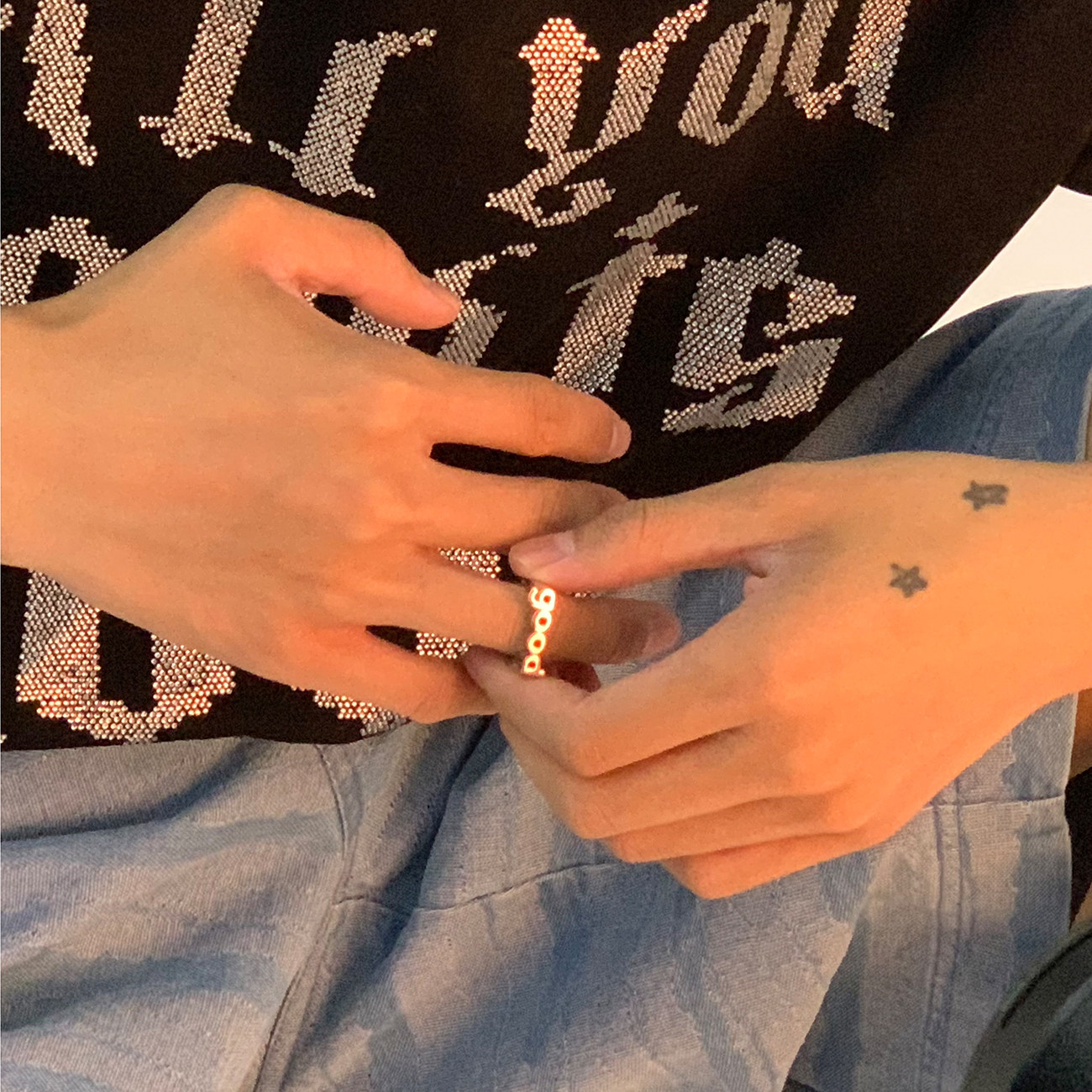 Nice store MeihaoStore original design titanium steel good letter silver ring male and female couple ring