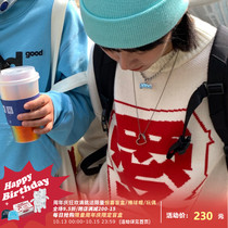 Beautiful store MeihaoStore love word jacquard sweater men loose autumn and winter thickened vintage harbor style sweater