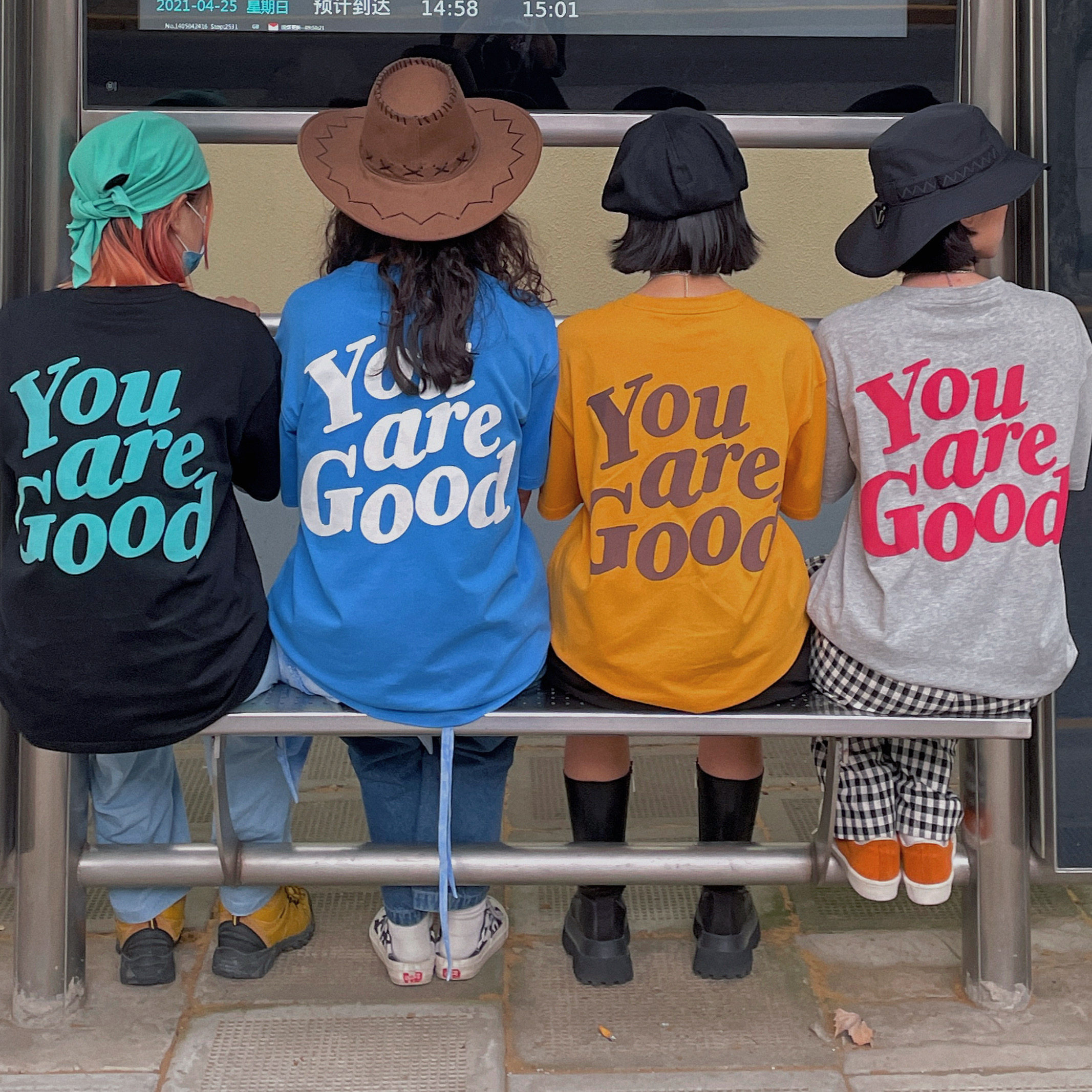 Nice store MeihaoStore 4 colors youaregood embroidery printed short sleeves easy version lovers