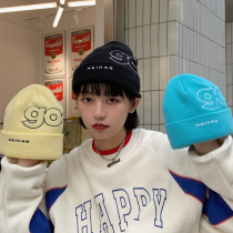 Beautiful store MeihaoStore embroidered solid color Korean version of the wool hat autumn and winter warm knitted hat mens melon skin hat