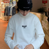 Good store meihaostore black and white turtleneck bottoming shirt good printed cotton long-sleeved T-shirt men