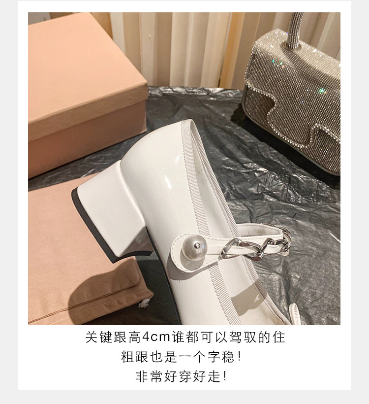 Туфли Мэри Джейн miu*法式复古中跟蝴蝶结高跟鞋粗跟方头一字扣小香风玛丽珍单鞋女 Rv&sw