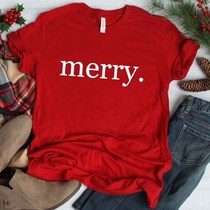 Merry Christmas graphic tee shirt women man t-shirt cotton