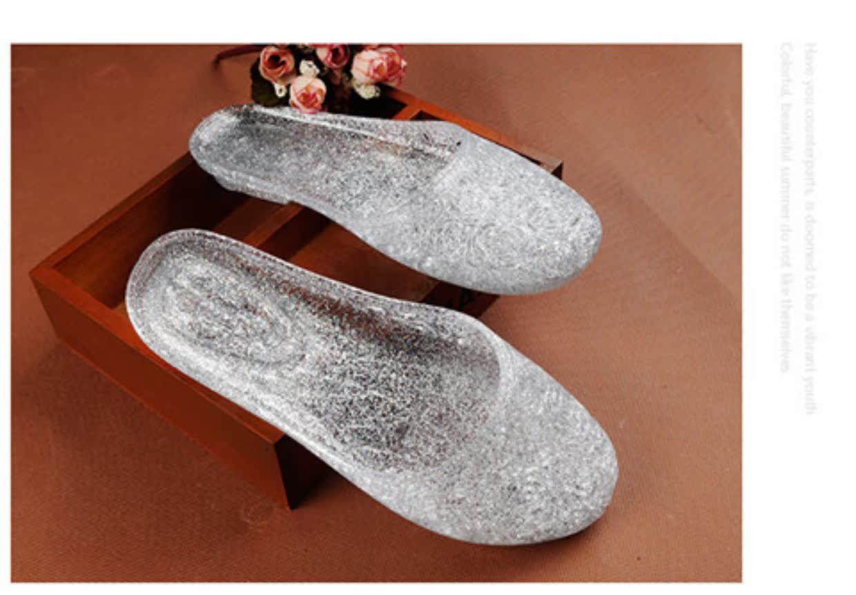Dép nhựa pha lê cỡ nhỏ Baotou sandal nữ đế thấp