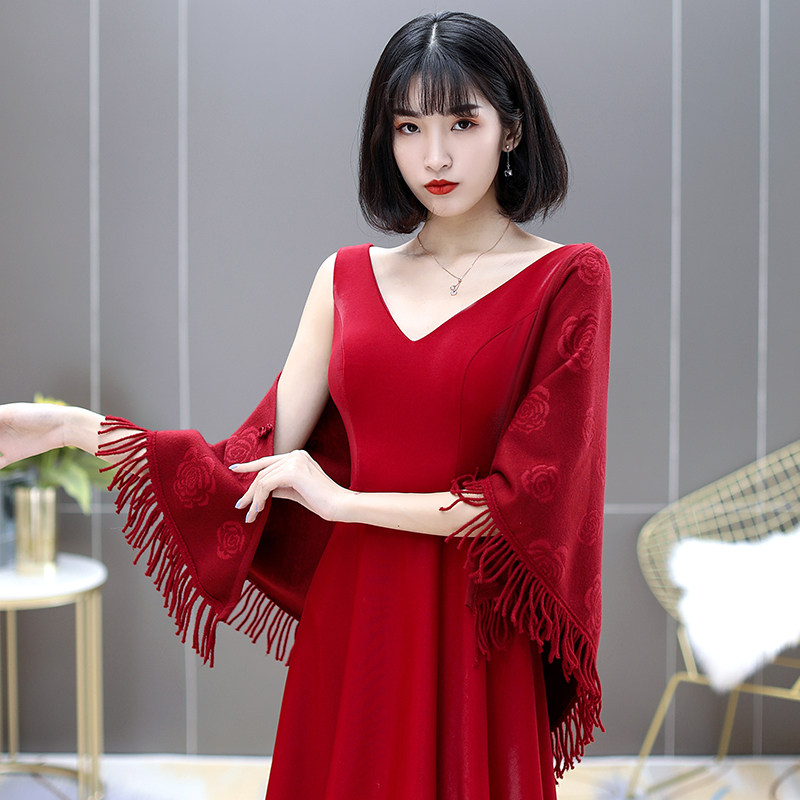 Bridal Wedding Dresses Tuxedo Hooded Cloak Cape Jacket Performance Qipao Shawl Hooded Blouse Autumn Winter Outings Thickened Women