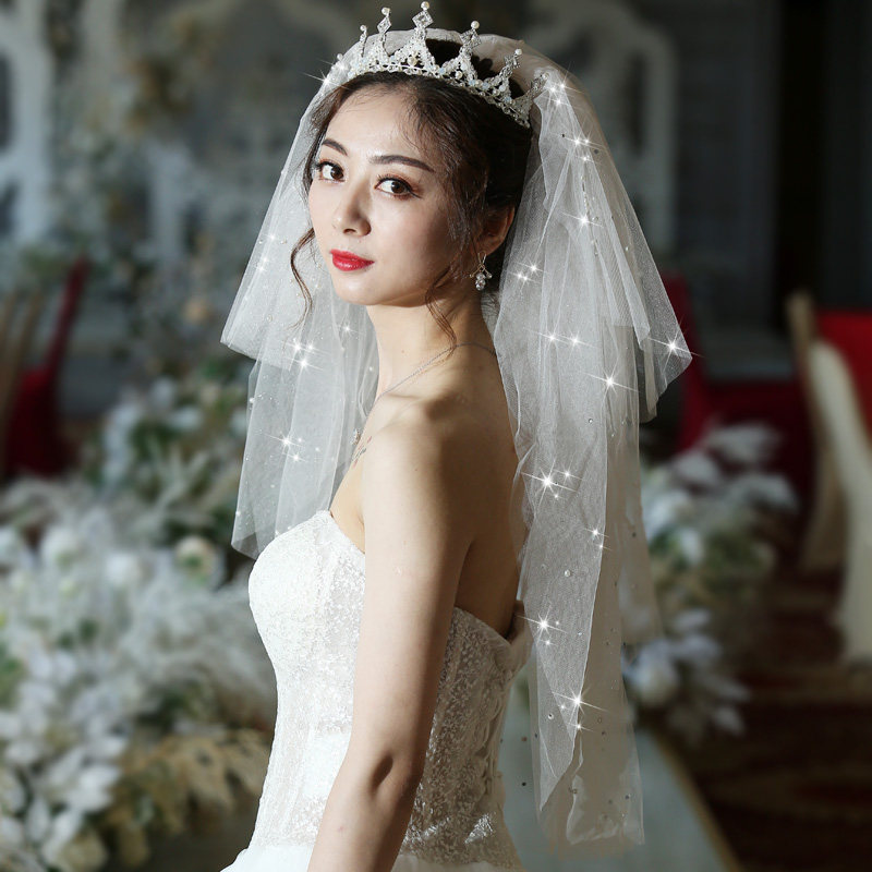 Bride Main Wedding Dresses Head net red photo props Wedding Neckline heads Veil Hair Accessories for women Jane about white fluffy head yarn