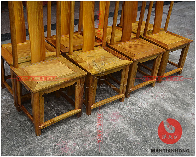 Mantianhong vàng lụa Nanmu bàn ăn tròn chín bộ đồ nội thất retro chín miếng đặt đồ nội thất gỗ gụ cổ điển Ming và Qing - Bộ đồ nội thất nội thất thông minh