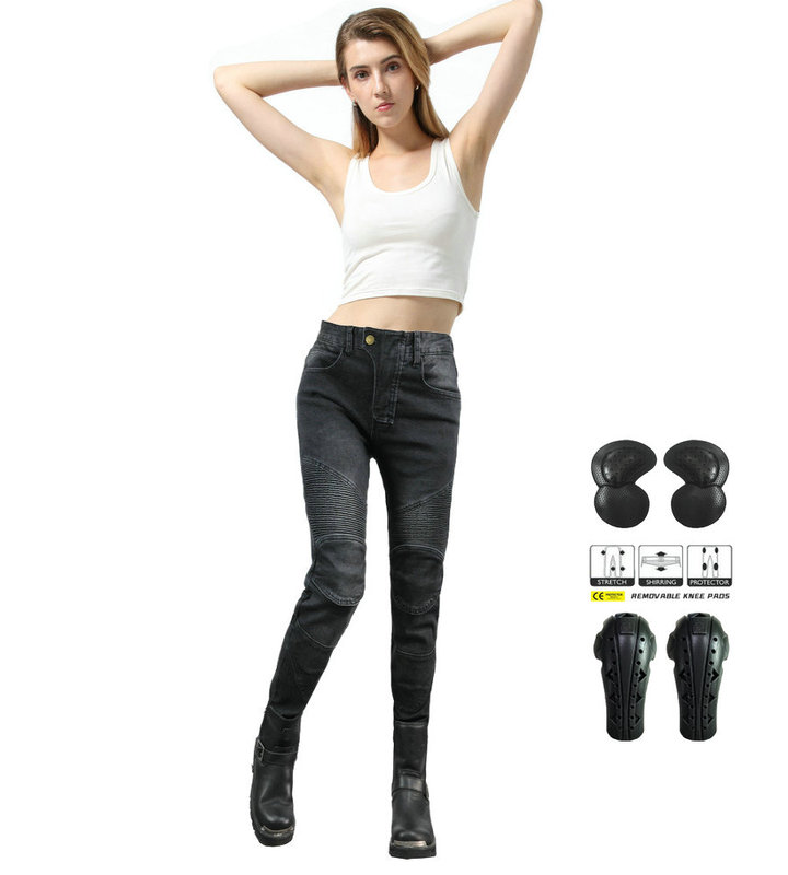 Volero Casual Personalized Biker Pants Motorcycle Jeans Motorcycle Racing Riding Pants for Women Retro Stretch