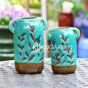 Châu Âu retro cũ Địa Trung Hải Mỹ trang trí nhà tai băng nứt gốm khô hoa bình hoa - Vase / Bồn hoa & Kệ