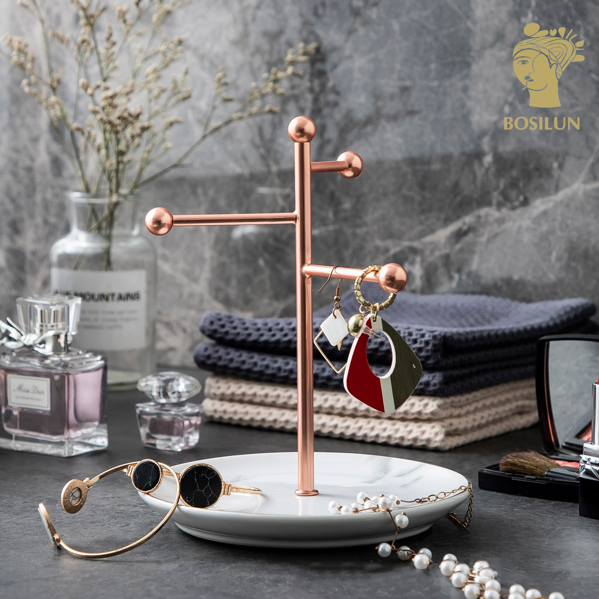 Nordic style jewelry rack net red high-grade ceramic tray necklace shelf jewelry earrings hand jewelry storage box ornaments