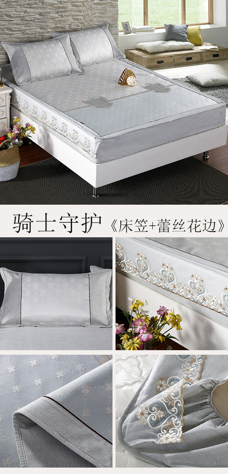 Giường lụa băng bộ ba mảnh gấp 1,5m1,8 m giường đôi mây mây mùa hè thảm cỏ mát có thể giặt được - Thảm mùa hè chiếu trúc 80cm