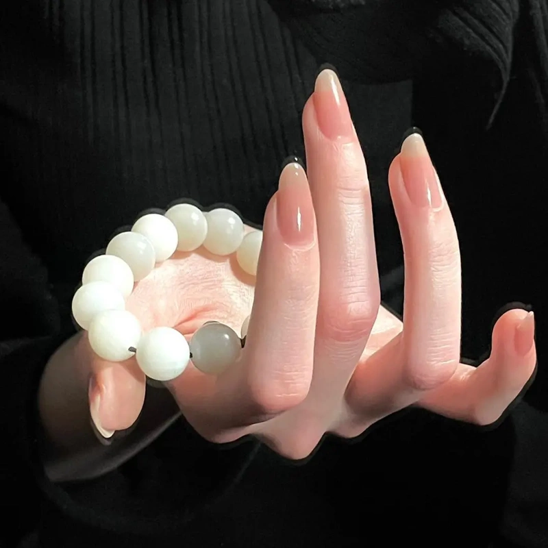 Handmade Press-On Nails, Same Style as Zhen Huan, Solid Nude Color Nail Art, Finished Product, Guanlu Temple Whitening Effect, Fake Nails, Long-Lasting and Removable