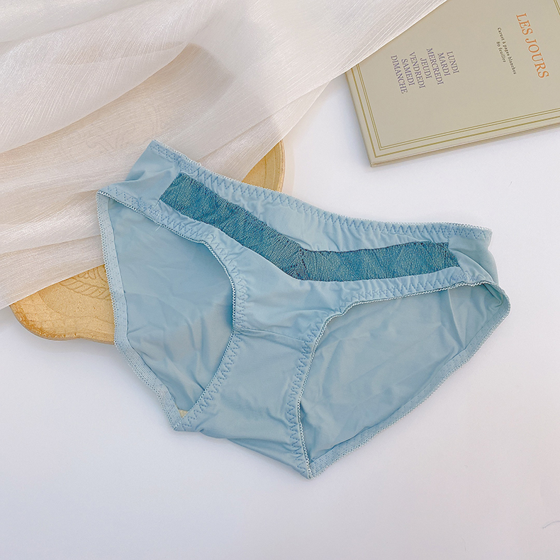 Underwear Women Summer Thin Air Permeability Sensation Lace Hollowed-out Mid Waist Full Cotton Crotch Elastic Girl Day Tie Triangle Pants Head