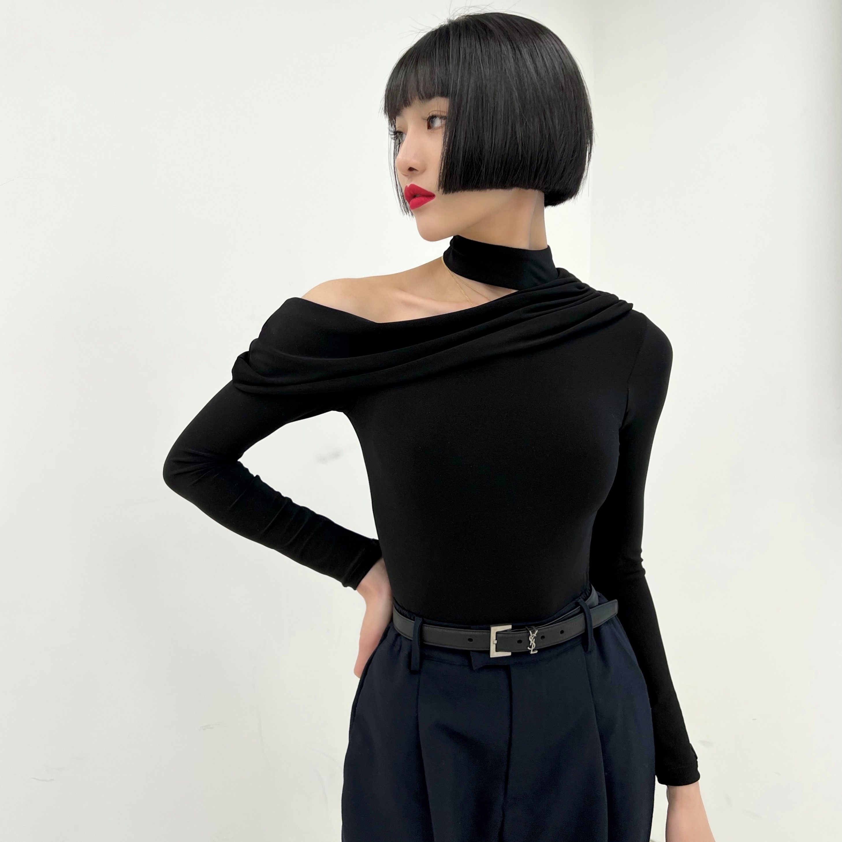 Not noon WAVE Chinese New Year Summer Adult Teacher Students Female Practicing Merit Latin Dance suit Solo practice to wear long sleeve blouses