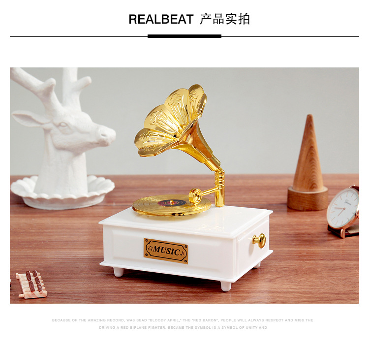 Máy ghi âm retro châu Âu máy ghi âm âm nhạc hộp âm nhạc hộp văn phòng nhà trang trí đồ trang trí quà tặng sinh nhật - Máy hát 	đầu đĩa than denon dp-400	