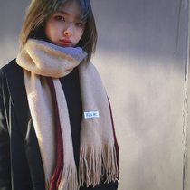 Cai Cai Xiaocrowdimitation cashmere scarf wool-wire surrounding neck students thickened warmth and long style Han version 100 Lapped Streaming Suqiu Winter