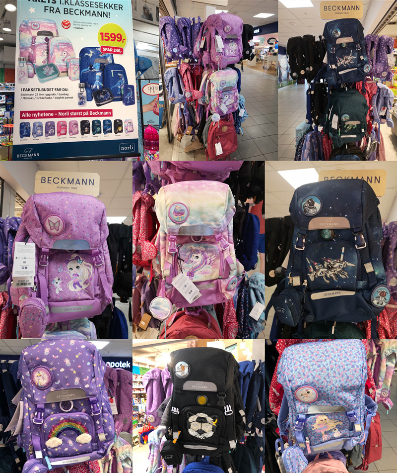 2021 old customers full reduction Norwegian student school bag Beckmann spine protection load reduction bag Grade 1-5 rainproof