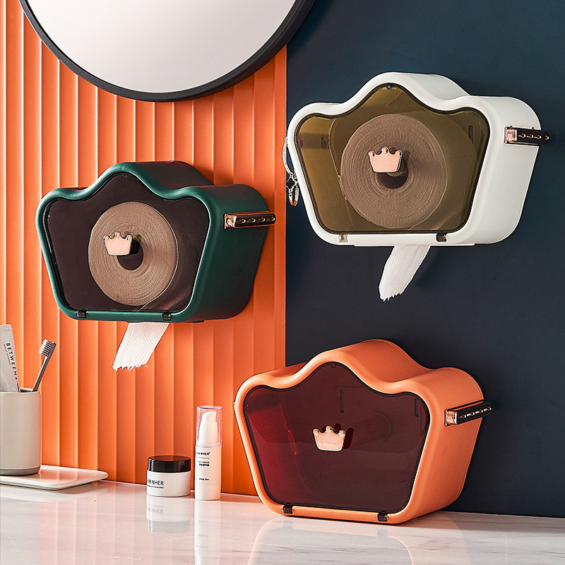 Crown Wash face towels Racks Creative Disposable Makeup Room Paper Towel Box Wall-mounted Free perforated Facial Towel Rack