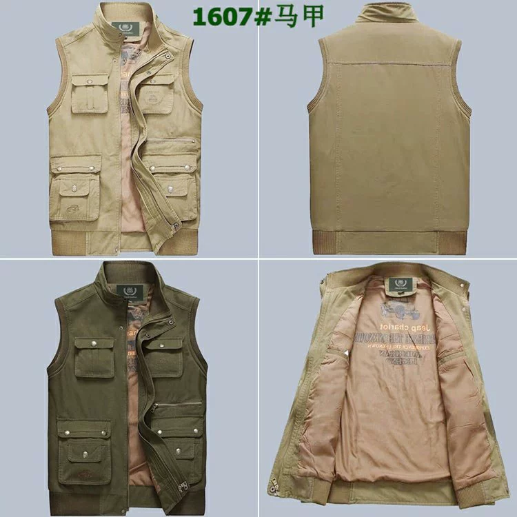 Jeep chariot cotton vest nam áo khoác mùa thu và mùa đông giám đốc câu cá thường chụp ảnh nhiều túi vest nam - Dệt kim Vest