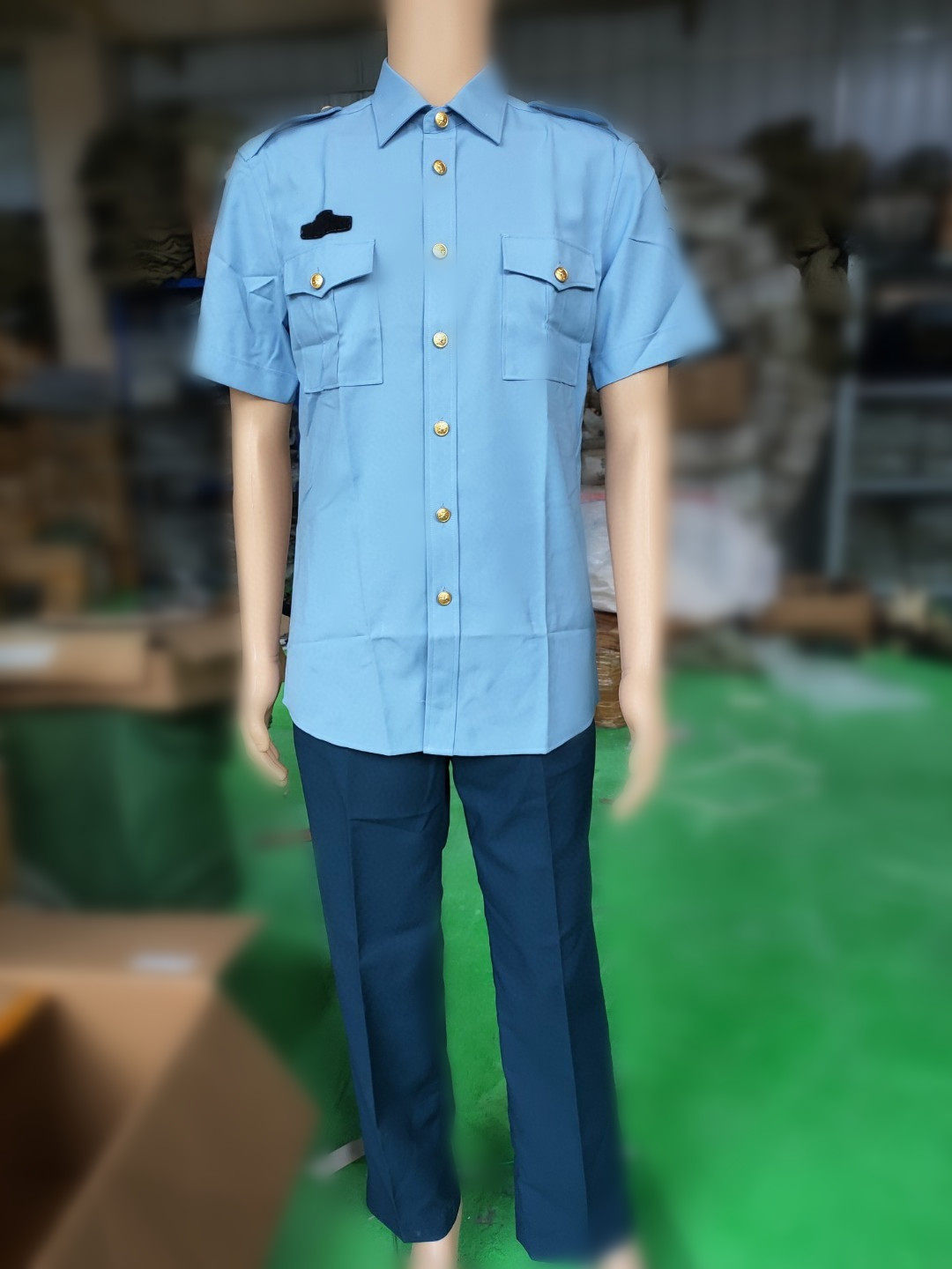 Army fan summer suit blue short sleeve shirt blue short sleeve shirt soldier blue short sleeve shirt empty blue shirt