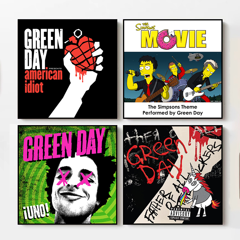 Green Day Album Cover Hanging Painting European and American Rock Music Decorative Painting with Frame Bar Music Store