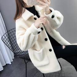 Fur integrated lamb wool coat for women in autumn and winter new style sheep shear velvet fashionable loose grain velvet cardigan coat