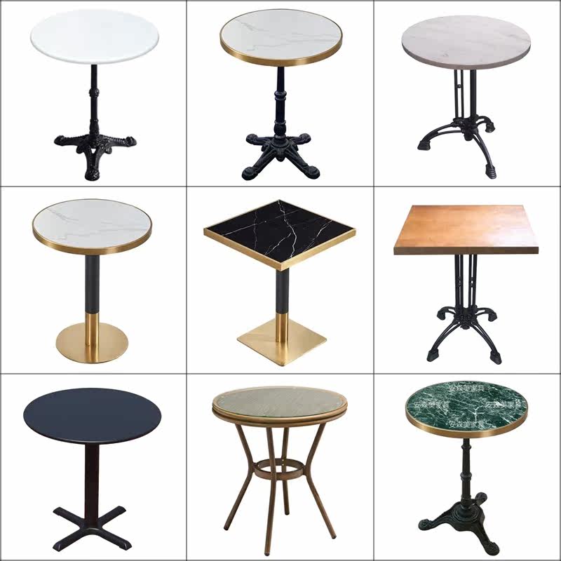 French outdoor dining table Marble round table Milk tea shop combination coffee table and chair Net red shop vintage coffee table T528