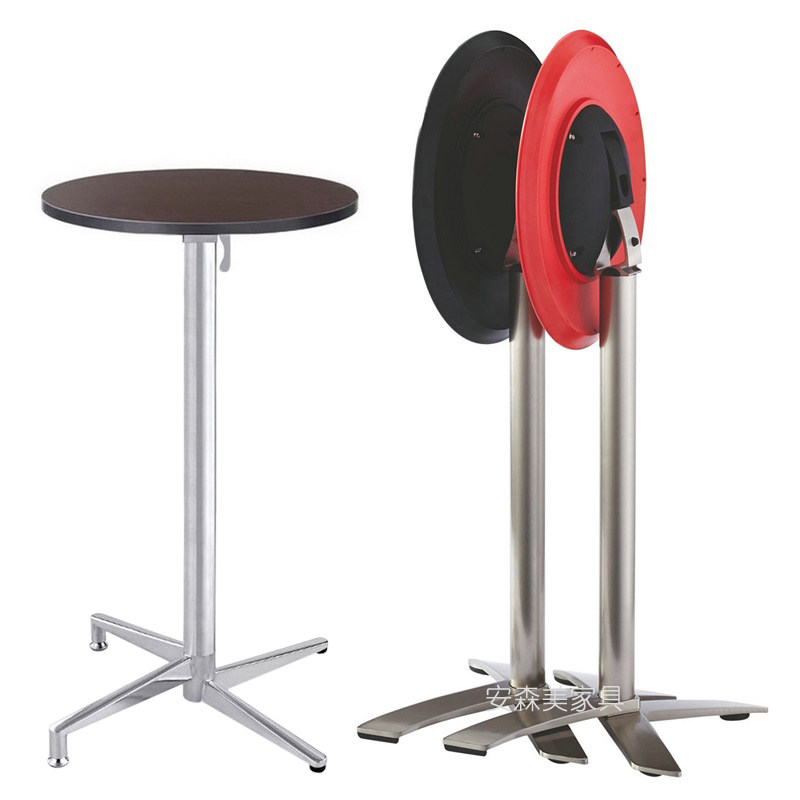 Nordic wooden folding bar table outdoor foldable high table cafe hotel round cocktail table BT11