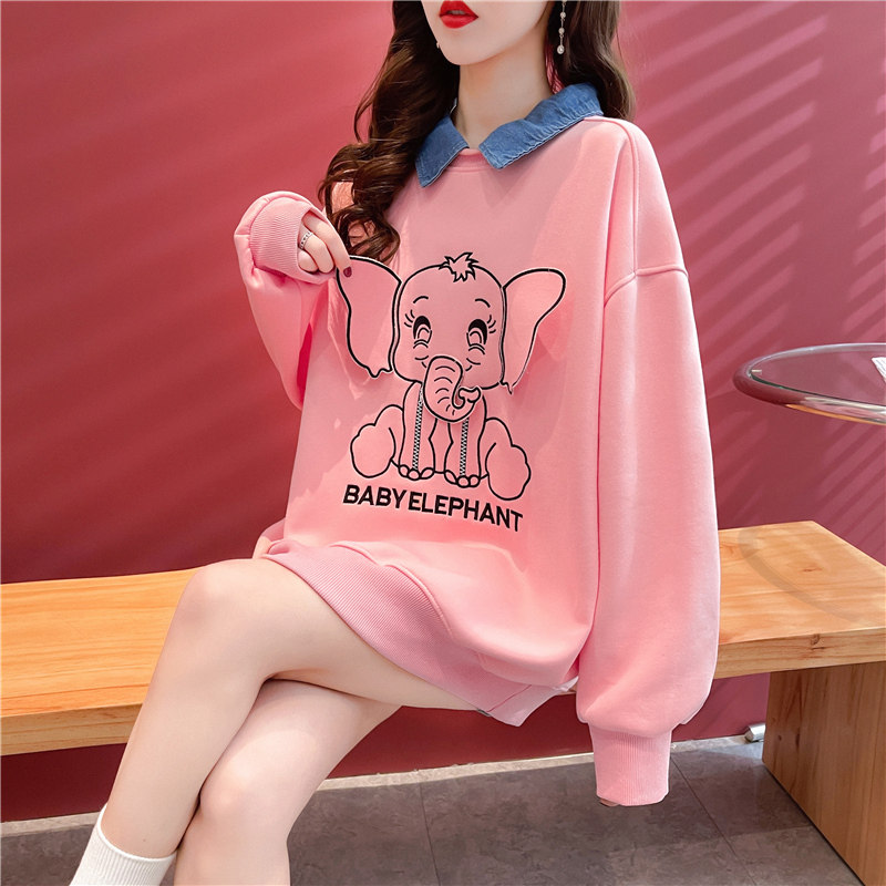 Pregnant women's spring clothing suit new out-of-the-net red sweatshirt Fashion easing medium long version T-shirt Spring autumn season Conspicuic Blouse