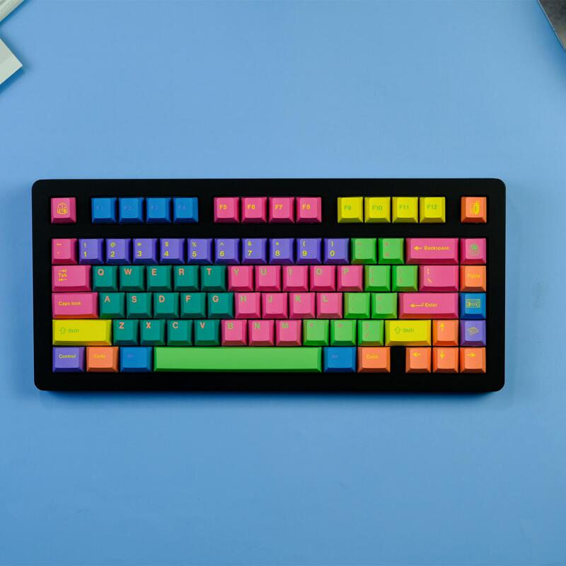 Colorful Keycaps Made of Pbt Material, 129 Keys, Gmk Original Style, Dye-Sublimation, Suitable for Mechanical Keyboard Customization