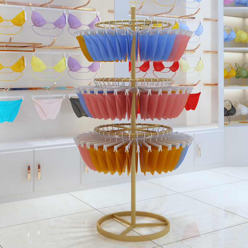Rotating underwear display rack floor red underwear shop bra short panties shelf Nakajima round sock rack