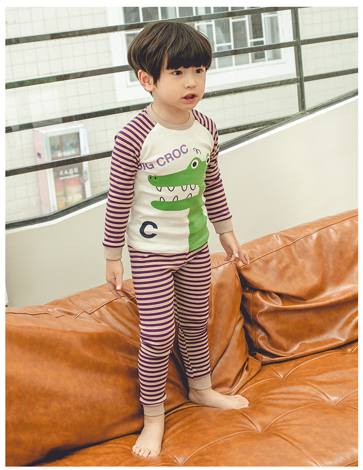 Bộ đồ lót trẻ em mới cho bé dịch vụ nhà mùa thu quần áo cotton cổ tròn ấm áp dày lên tuổi trai và gái shop quần áo trẻ em