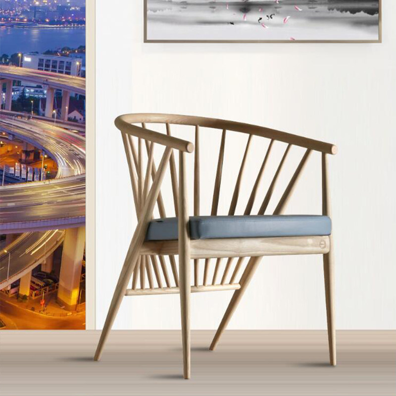 Nordic Solid Wood Dining Chair Modern Minimalist Round Chair Balcony Leisure Home Chair Hotel Conference Cafe Study Chair