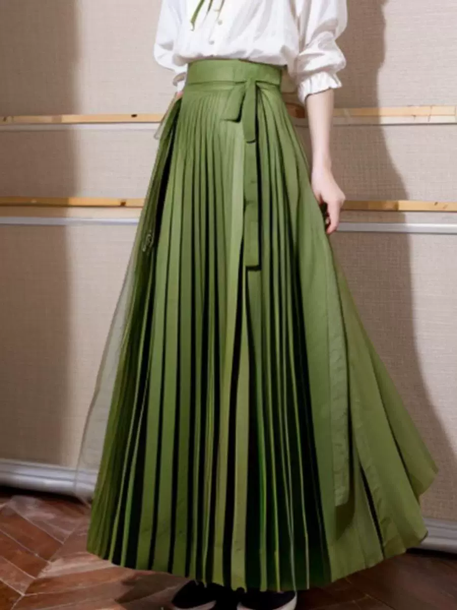 Поднять утечку распродажи ~ товары коровы X прорвутся! Новый китайский стильGrass зеленая юбка лошадь лапша юбка весна