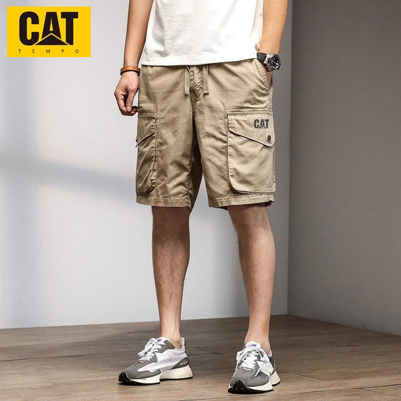 Men's Work Shorts for Summer Outdoor Use with Multiple Pockets, Cat Style, American Loose Fit, Breathable Pure Cotton Five-Point Pants