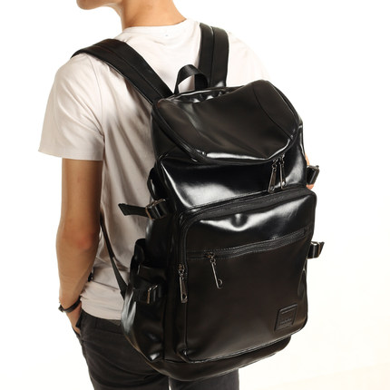 墨一韩版潮男学院风pu皮包 双肩书包旅行大包学生包男士背包男包