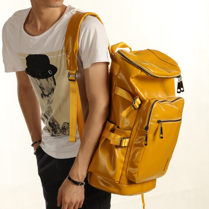 墨一韩版潮男学院风pu皮包 双肩书包旅行大包学生包男士背包男包