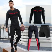 Fitness sports suit mens EVS spring and autumn thin high elastic leggings quick-drying clothes gym running training clothes