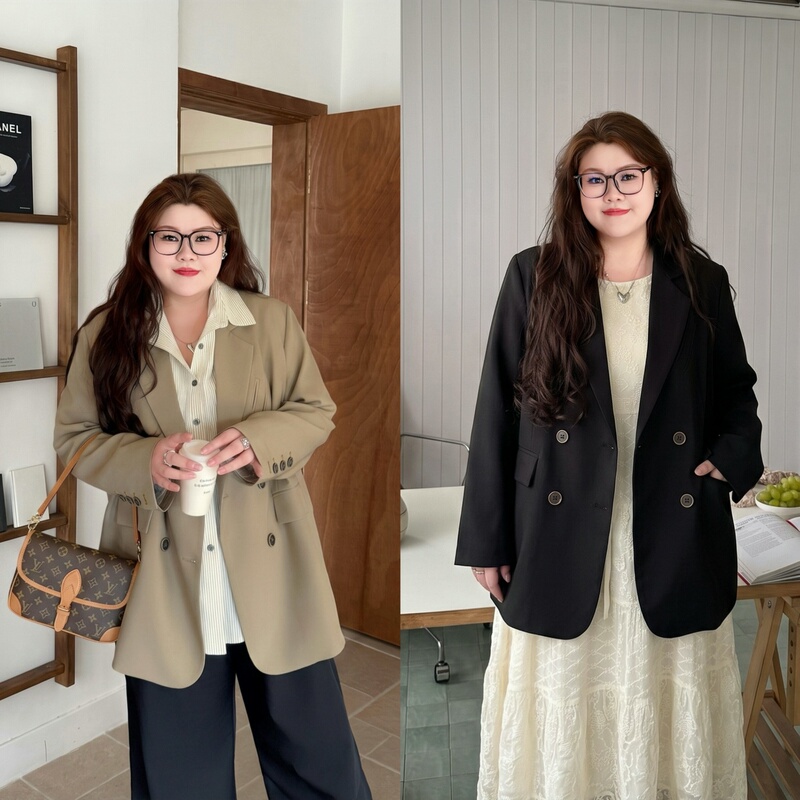 Fat Xiaoxiao Plus-Size Women's Clothing, Fat mm Autumn Workwear Versatile Loose Slimming Casual Blazer Trendy 15457X Fat Xiaoxiao Plus-Size Women's Clothing, Fat mm Autumn Workwear Versatile Loose Slimming Casual Blazer Trendy 15457X