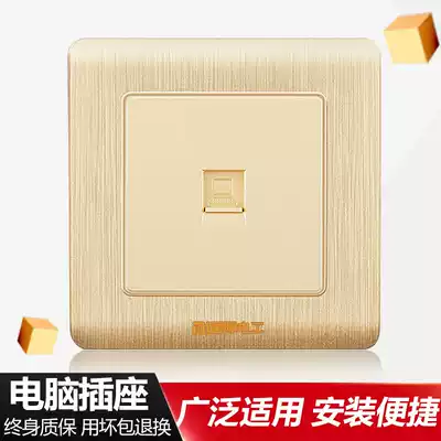 International electrician brushed champagne gold wall panel computer socket network PC network route connection socket socket
