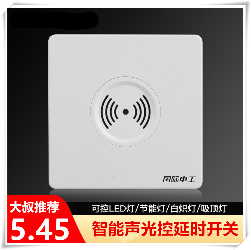 International electrician intelligent sound and light control LED light switch property corridor induction household delayed voice control wall panel