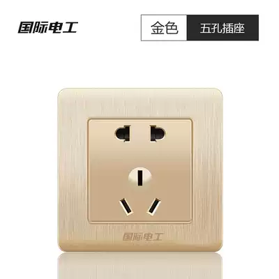 International electrician wall switch socket Champagne gold 5 five-hole socket concealed five-eye power supply wall panel