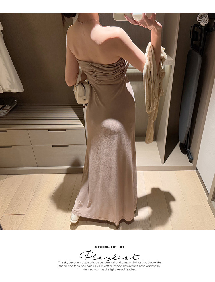 金色的茧 孕期洋气孕妇装新款孕妈连衣裙女夏辣妈法式礼服抹胸裙 — 12