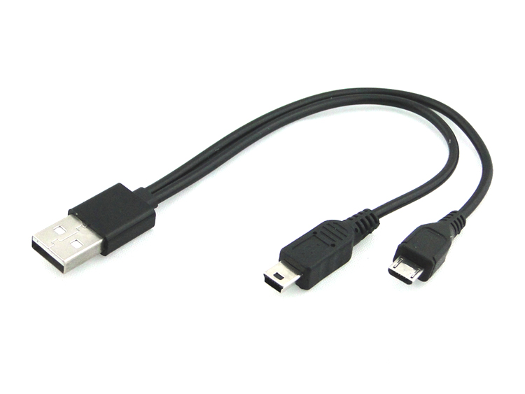 USB turn micro USB mini USB two-in-one charging line 10% Two mini USB 5p T type mouth