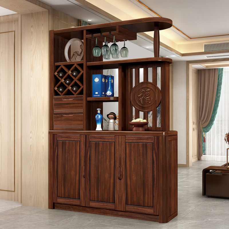 Haikang Duoduo 2026 Model Vintage Style Walnut Wine Cabinet, Living Room Partition Cabinet, Entryway Cabinet, Shoe Cabinet, Screen Partition Cabinet
